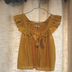 Zara, Mustard Off-Shoulder Top, Size S